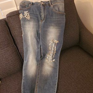 Distressed Bling Jeans